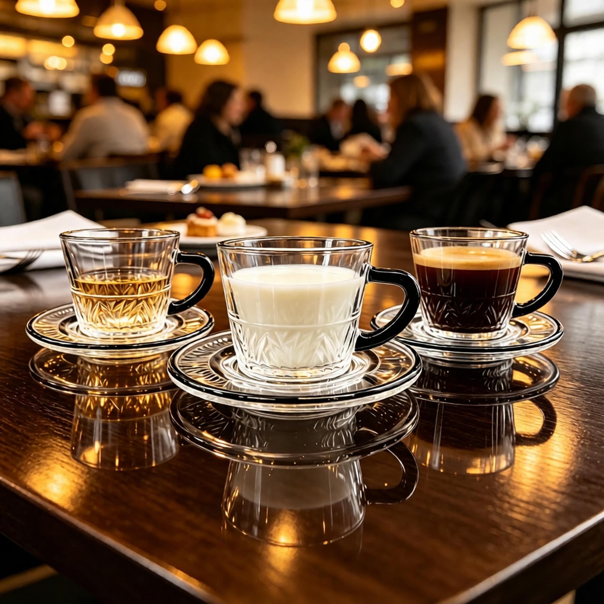 12PCS Vintage Premium Glass Coffee Mugs with Black Handle & Saucers, Hand-Painted Multipurpose Drinkware for Cafe & Home