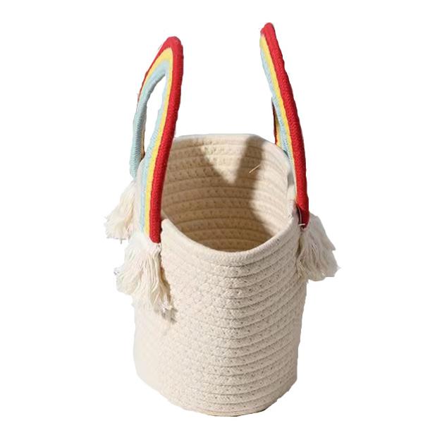 Rainbow Cloud Cotton Woven Bag , Crochet Beach Bag for Seaside Holiday
