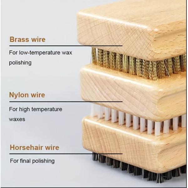 12*7cm Wooden Snowboard Wax Brushes Copper Wire Nylon Horsehair Bristle Snow Waxing Polishing Degreasing Snowsport Cleaning Tool