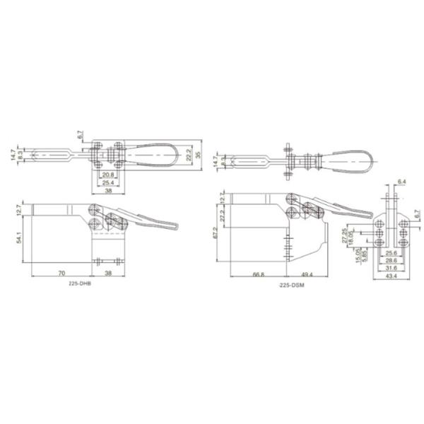 Large Toggle Clamps 225DHB 225DSM Holding Force 227kgs Two Mounting Methods