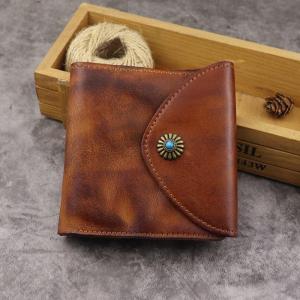 Three-Fold First-Layer Vegetable Tanned Leather Men's Wallet Japanese Style and