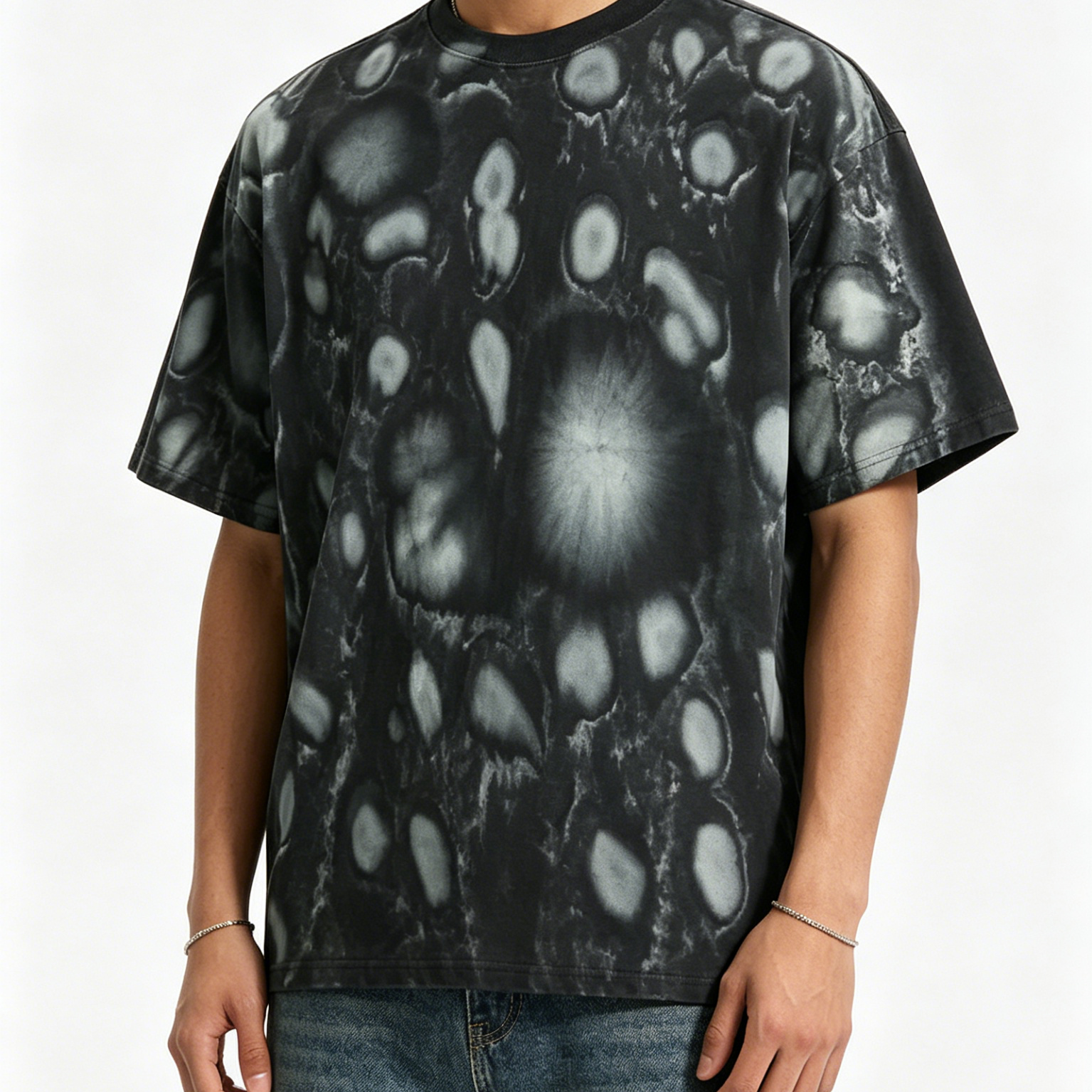 All Over Print Custom Heavyweight T Shirt Washed Spray Dye T Shirt European Size
