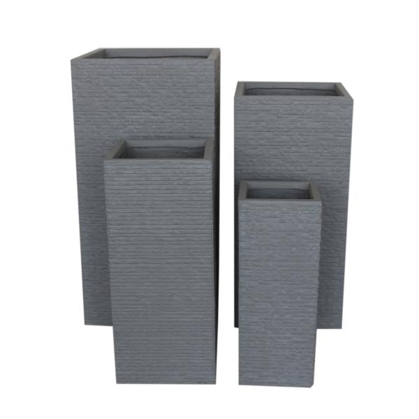 Florero de interior exterior de fibra de arcilla de peso ligero Caja de plantas de fibra de arcilla para el jardín