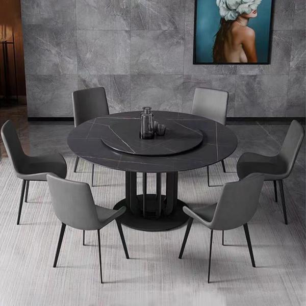 Modern Ceramic Sintered Stone dining Table Black Round Italian Marble Top Dining Table