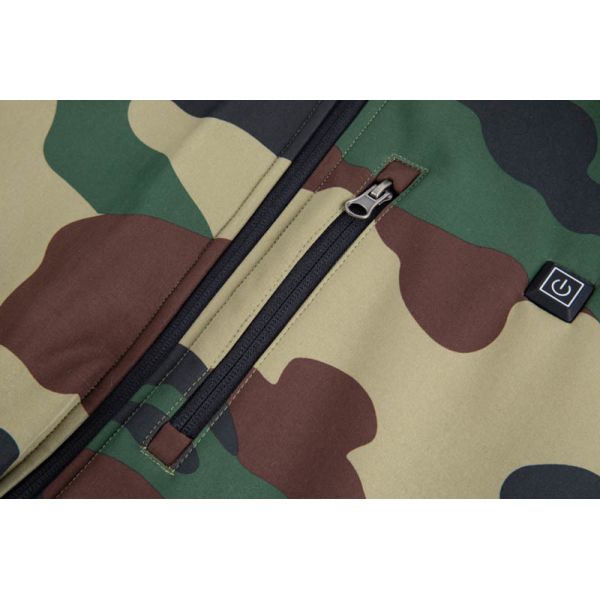 Heated Camo Jacket with USB Heating Ready Windproof Softshell and Fleece Lined for Hunting
