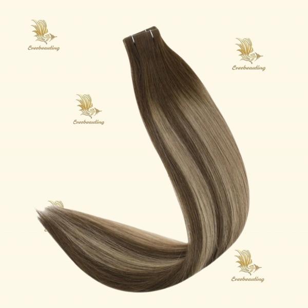 Human Hair Invisi Tape Hair Extensions Double Drawn in Highlight Colors from Russia
