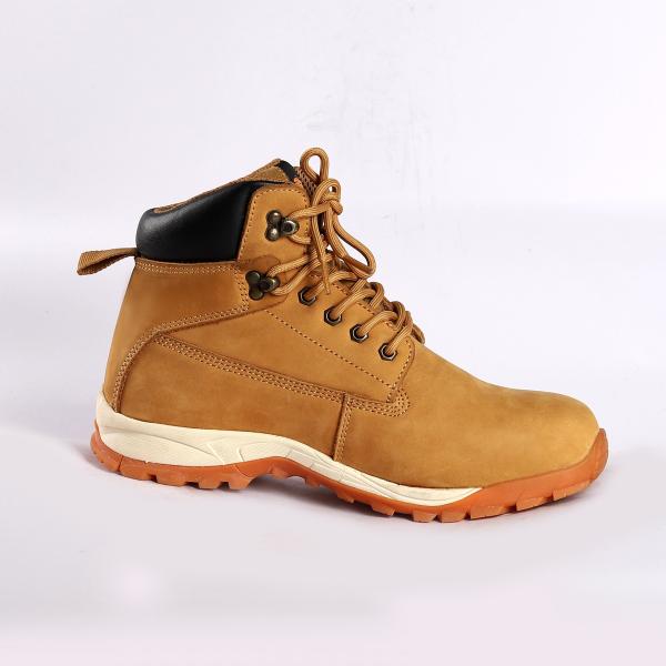 Steel Industry Middle Cut Safety Shoes With Nubuck Cow Leather Upper And EVA Rubber Outsole