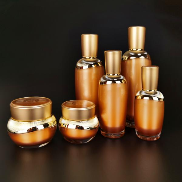 Garrafas de empacotamento da beleza cosmética acrílica luxuosa do ouro/frasco 30ml 1oz