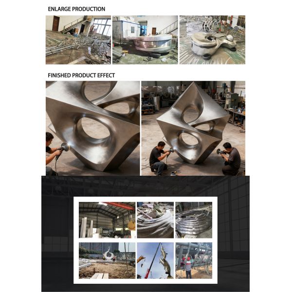 Large-scale Metal Art Abstract Geometric Stainless Steel Sculpture for Outdoor Parks