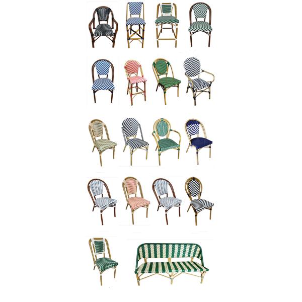 Bistros français en osier de café de restaurant de cru de chaise de jardin de rotin dinant la chaise