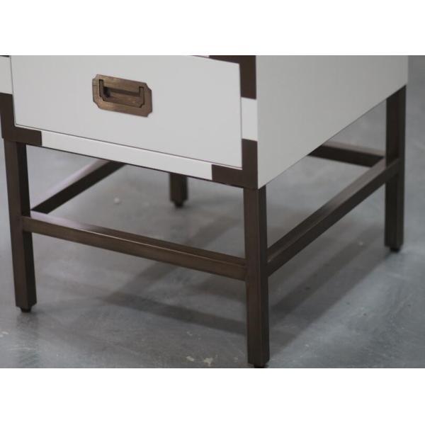 Elegantly Wooden Hotel Bedside Tales With 2 Drawers , Metal Frame