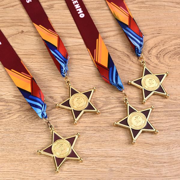 Custom Logo Sports Pentagram Metal Medal Letterpress Printing