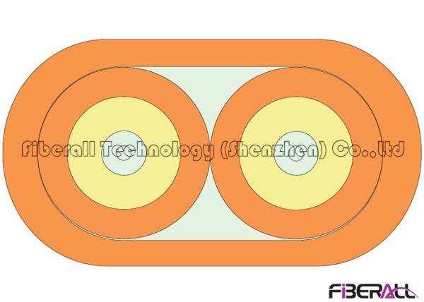 Ruggedized Flat Twin Duplex Indoor Fiber Optic Cable For Fiber Distribution 2F