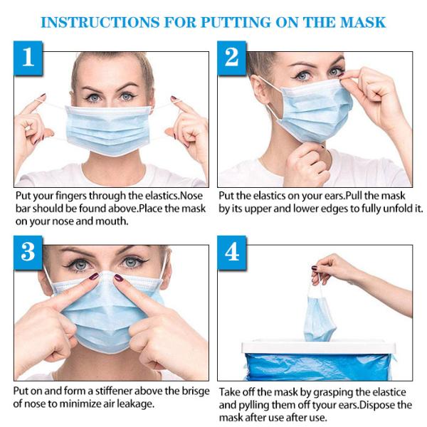 Non Woven Disposable Blue Surgical Medical Face Mask Disposable Mouth Cover 3 Ply Earloop Surgical Mask