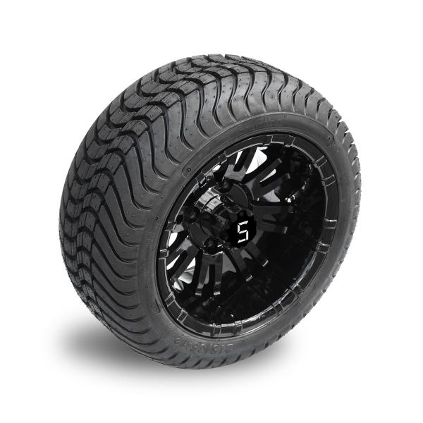 12'' Glossy Black Golf Cart Wheels And 215/35-12 Low Profile Tires Assembly