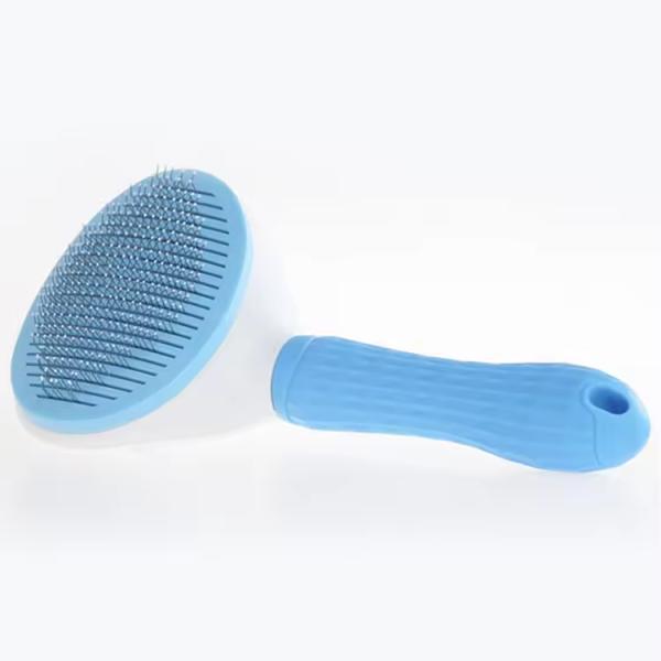Blue / Pink / Gray Pet Grooming Brushes Self Cleaning Cat Slicker Brush