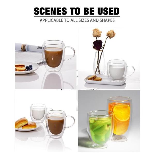 ODM двойные стеклянные изоляционные кофейные стаканы 6oz 8oz 10oz 12oz