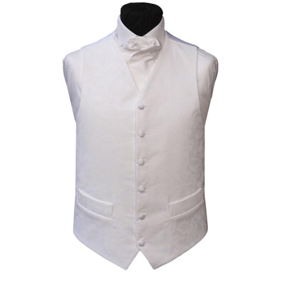 polyester Jacquard Paisley Handmade gentleman's white Waistcoat