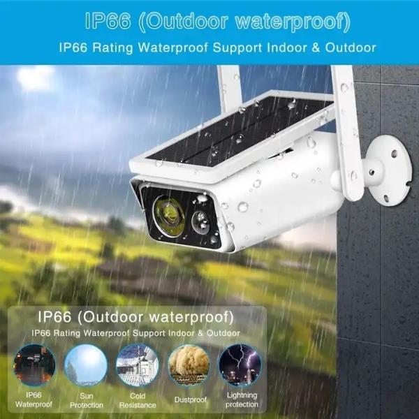 IP66 Solar Powered CCTV Camera Rechargeable Solar Panel Outdoor Security Camera