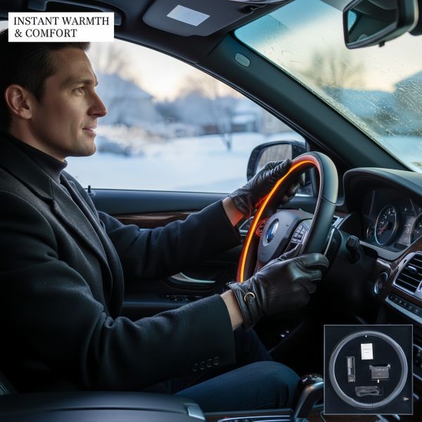Wholesale Graphene Heated Steering Wheel Cover Quick Heating Leather With Overheat Protection, Non-Slip Grip Set