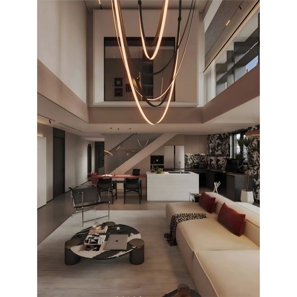 Dimmable LED Fexible Brown Black Leather Belt Chandelier (WH-NC-132)