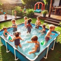 Piscine gonflable en toile rectangulaire pour la cour