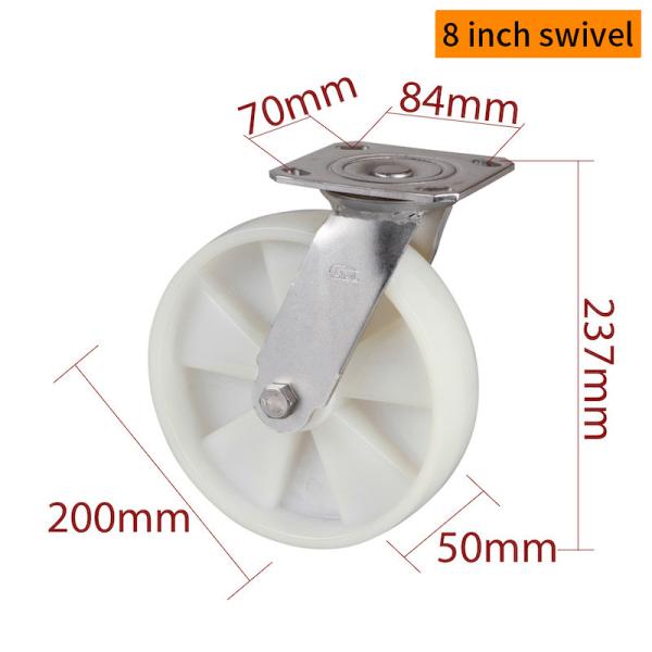 Rueda giratoria de 8 pulgadas de acero inoxidable de alta resistencia EDL con rueda de TPA duradera y capacidad de carga de 450 kg S718P-25