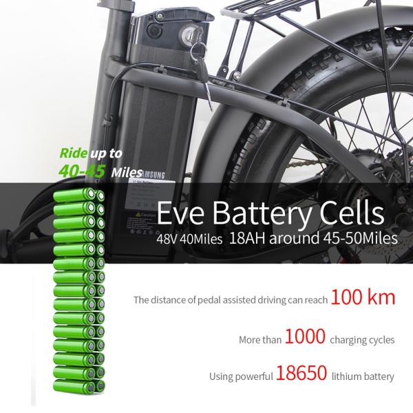 EU Warehouse 1000W 20x4.0 Fat Tire Folding Electric Bike with 48V 18Ah Lithium Battery