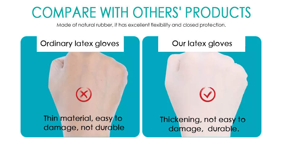 Natural White Powder Free Latex Gloves Sensitive Touch Latex Medical Exam Gloves Ambidextrous Design