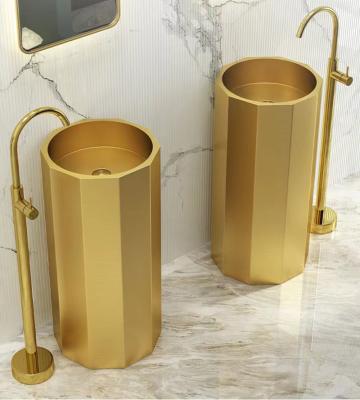 Round Column 304 Stainless Steel Pedestal Sink ODM With Nano Coating