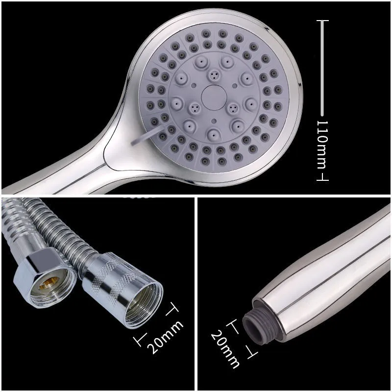 Modern 5 Modes ABS Plastic Big Panel Round Chrome Rain Head Water Saver Shower Head