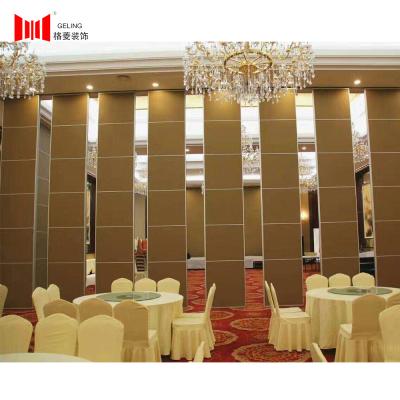 Foldable Operable 100mm Wooden Partition Wall Panels With POM Hanging Wheel