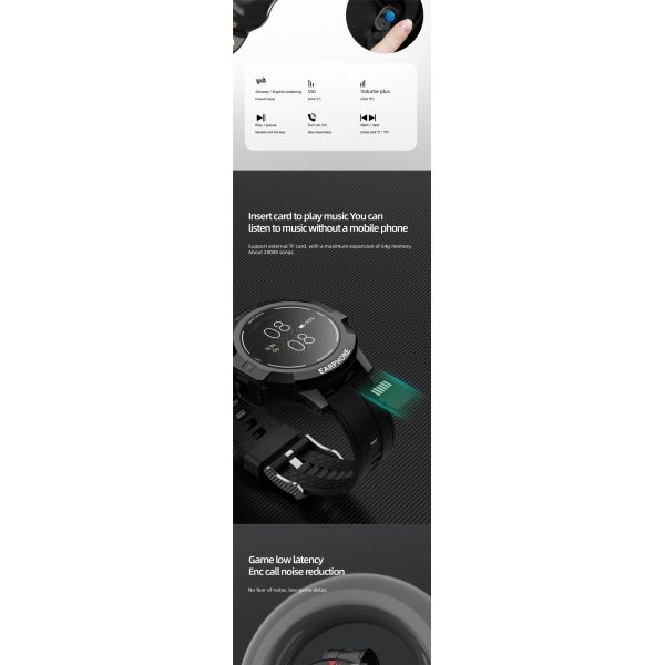 Eraysun 2 in 1 Bt Call Function Smartwatch Pressure Smart Watch With Earbuds Bracelet Tws Earbuds