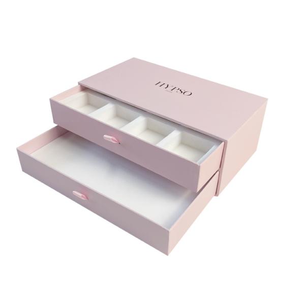 Luxury Pink Custom Logo Slide Drawer Women Necklace Ring Jewelry Box Set Packaging With Foam Insert