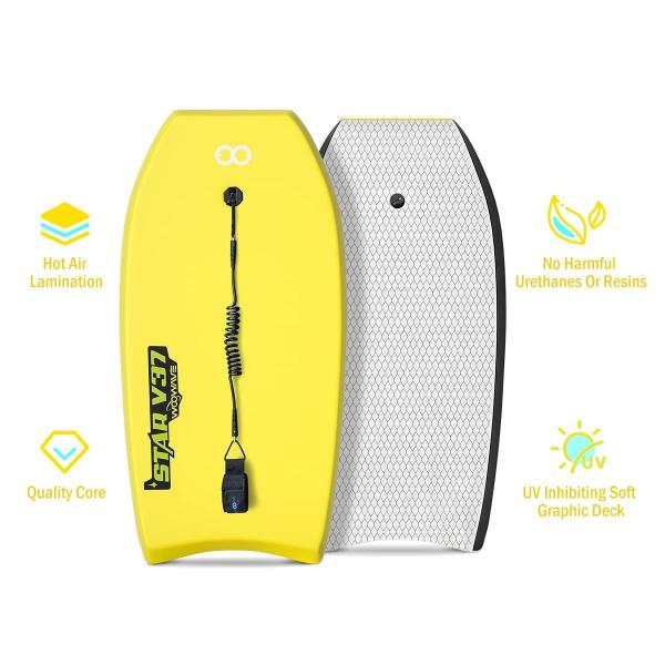 Kids Surfing Surfboard with Hand Leash BLUE/YELLOW/GREEN WOOWAVE Good EPS core Shortboard