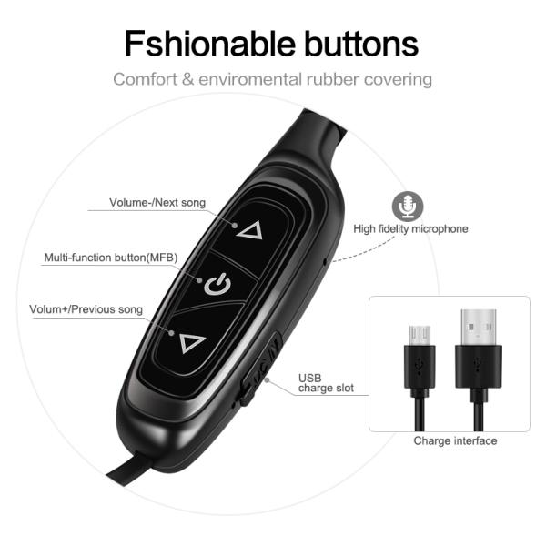 Waterproof Magnetic Neckband Bluetooth Earphones IPX4 Black Red Color