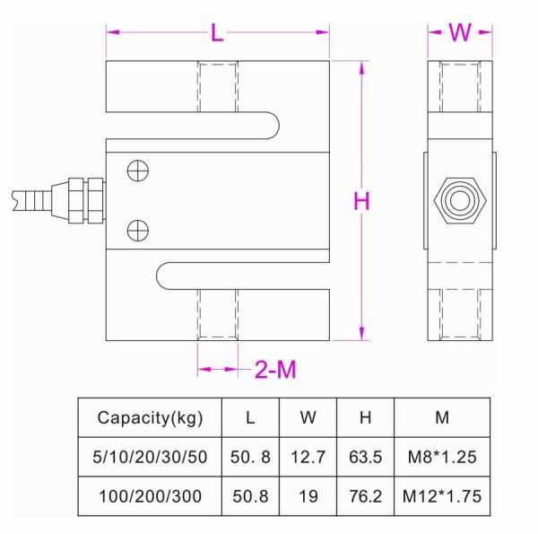 5/10/20/30/50kg S Type Tension Compression Load Cell With M8 threaded hole