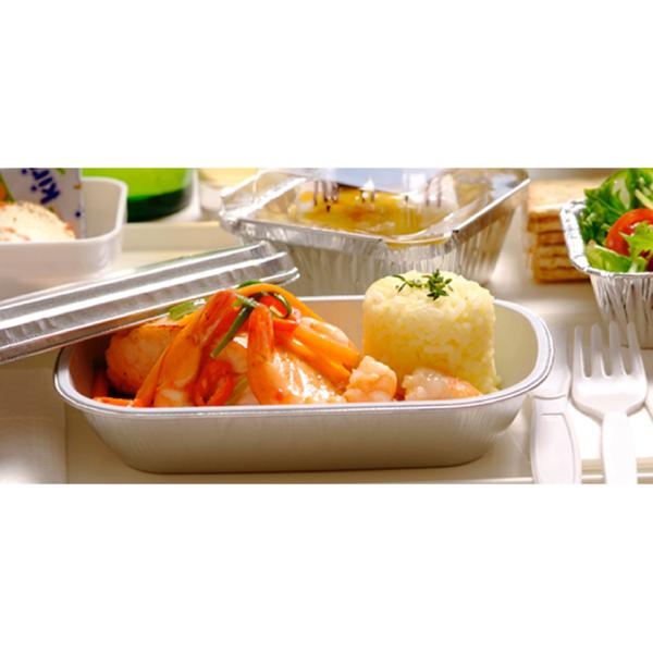 контейнеры еды авиакомпании пищевых контейнеров алюминиевой фольги 250ml устранимые летные покрытые поставляя еду с крышками