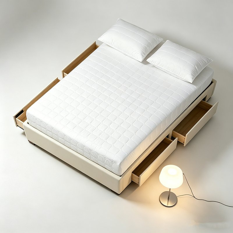 Luxury Bed Features Spacious Concealed Drawer Spaces