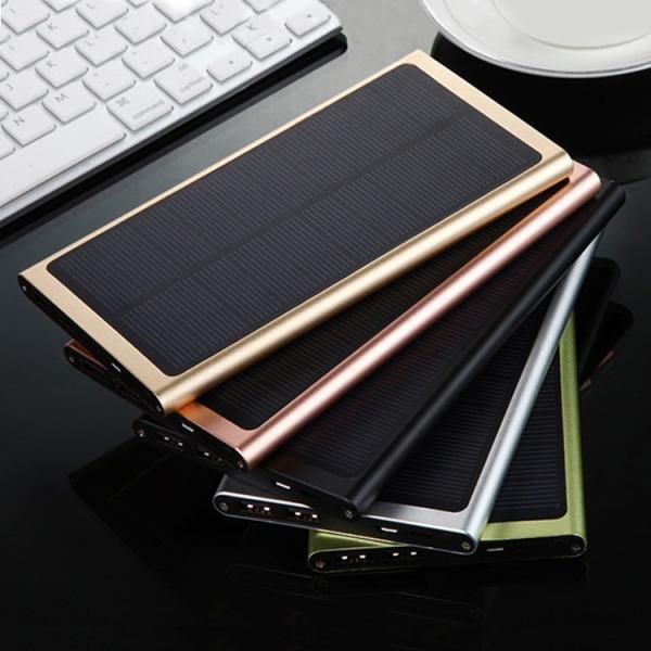 Super Slim Allumium 10000mAh  Solar Power Charging Waterproof Solar Power Bank with Flash light