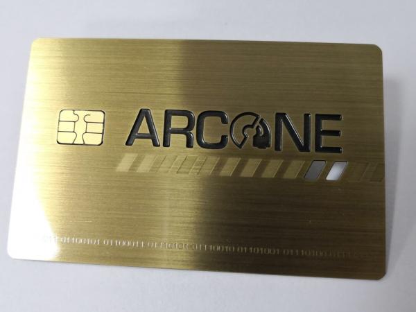 Cartão de banco pequeno da microplaqueta de IC do contato do ouro do metal com o painel de assinatura da listra magnética
