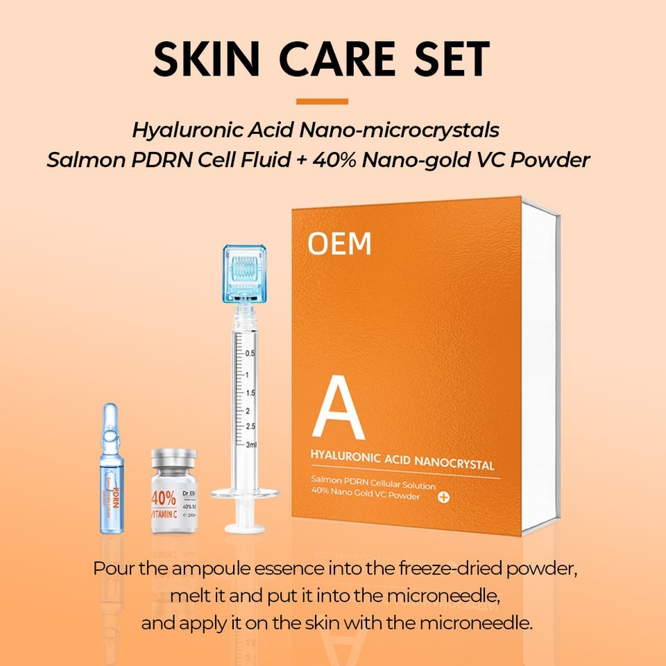 OEM ODM customized hyaluronic acid nano microcrystalline salmon PDRN cell liquid+40% nano gold VC powder whitening skin care essence
