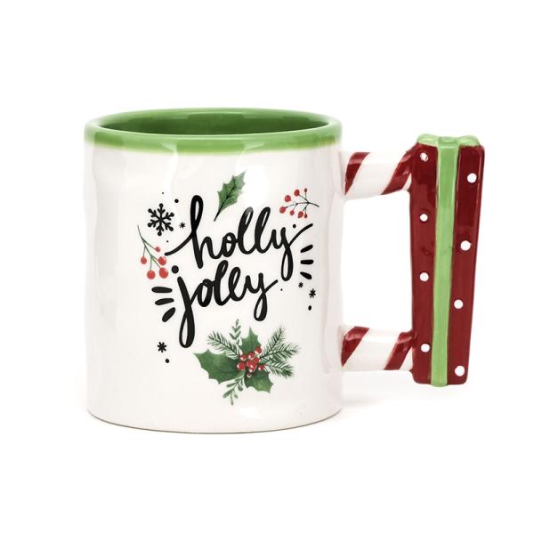 coffee bulk mugs Christmas 10OZ ceramic mug with 3D holder porcelain christmas dinnerware