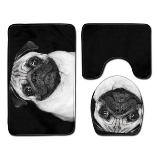 Creative Cute Cat Toilet Mat Set Personalized Dog Toilet Tank Cover Set