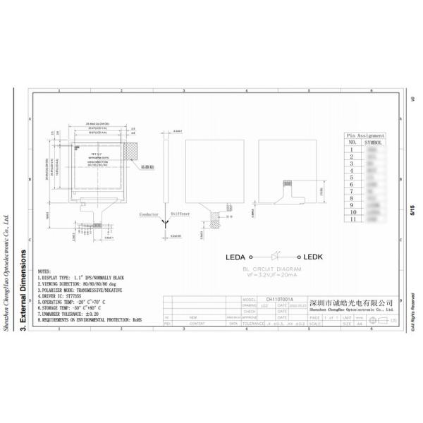 1.1 дюймовый IPS LCD дисплей RGB 96x96 точек Разрешение 4 линии SPI интерфейс