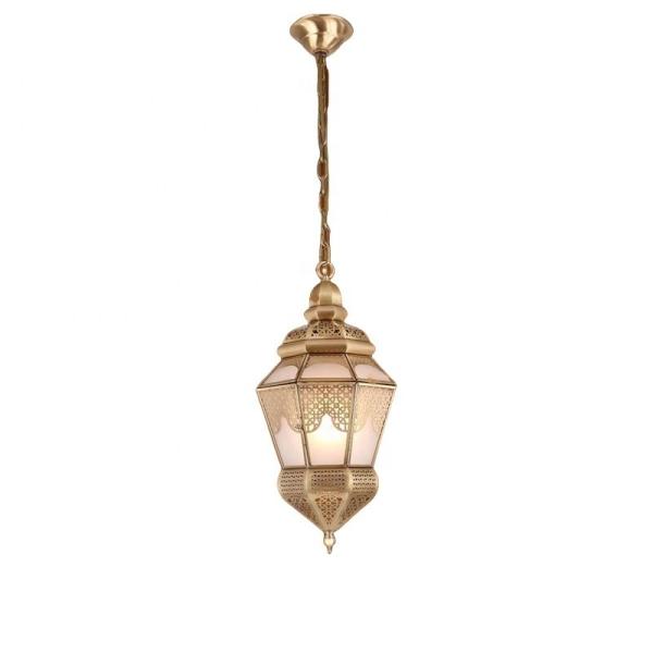 180° Beam Angle Copper Glass Chandelier for Modern Interior Lighting in Arab Muslim Vintage Style Decorative Light