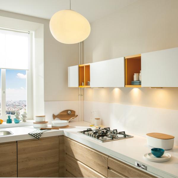 White Wood Grain Melamine Small Handless Kitchen Cabinets Modern Standard Home Mini Kitchenette
