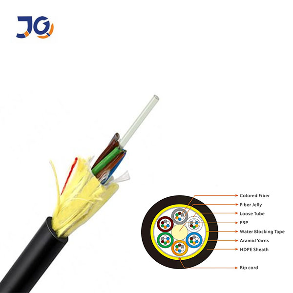 Jiqian Overhead Fiber Cable Meter ADSS 8 12 24 48 Core Single Mode Fiber Optic Cable