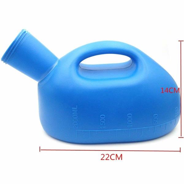 Portable male urinal with lid, Men's urinal,urine bottle,disposable medical urinal 2000ml,Blue, with tube