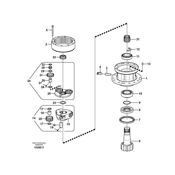 Гидравлический этап шестерни уменьшения качания экскаватора EC140 1-ый 2-ой